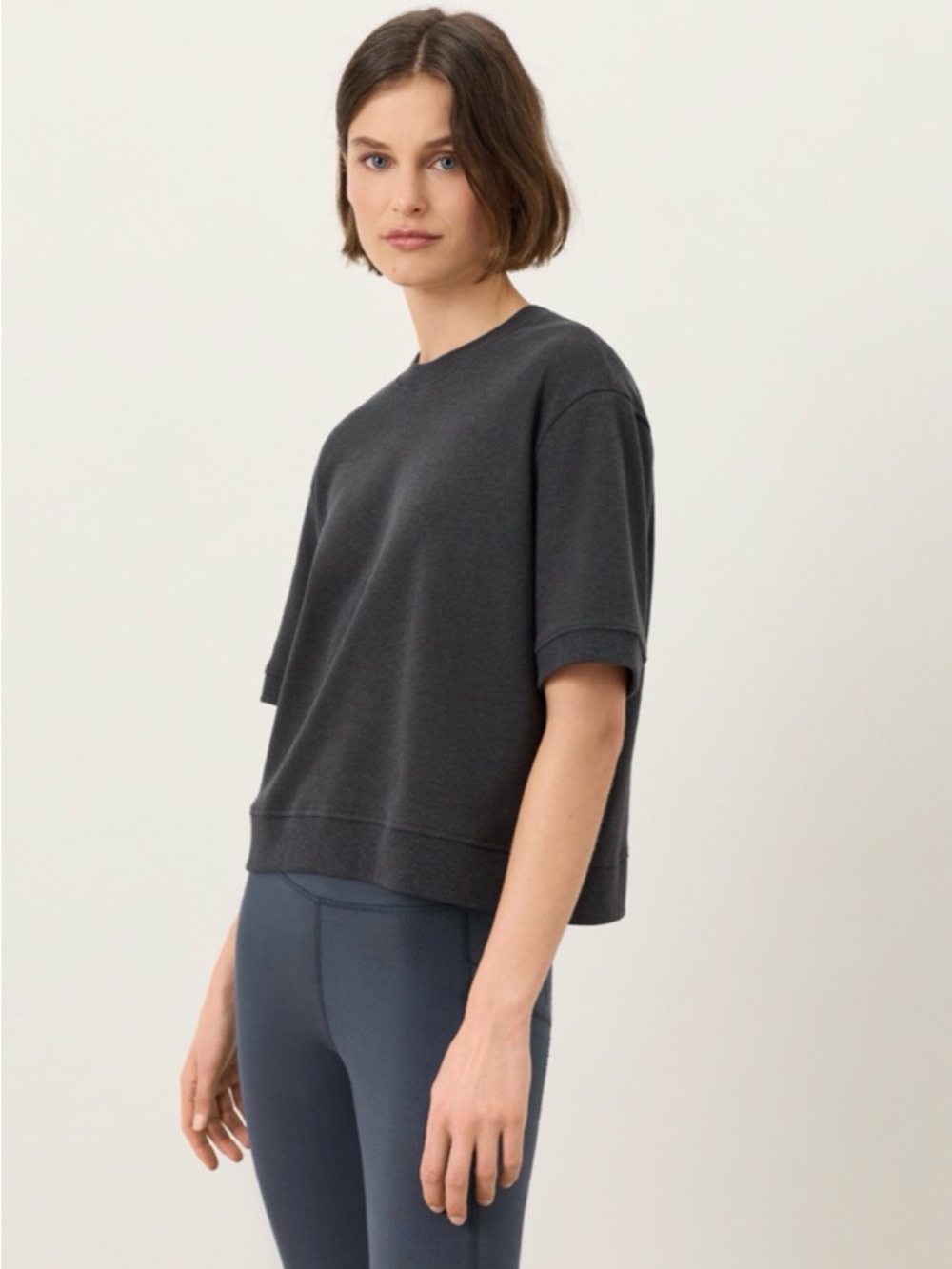 Pact Charcoal Boxy Short-Sleeve Sweatshirt